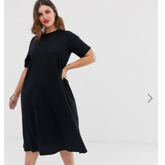 asos curve black dresses